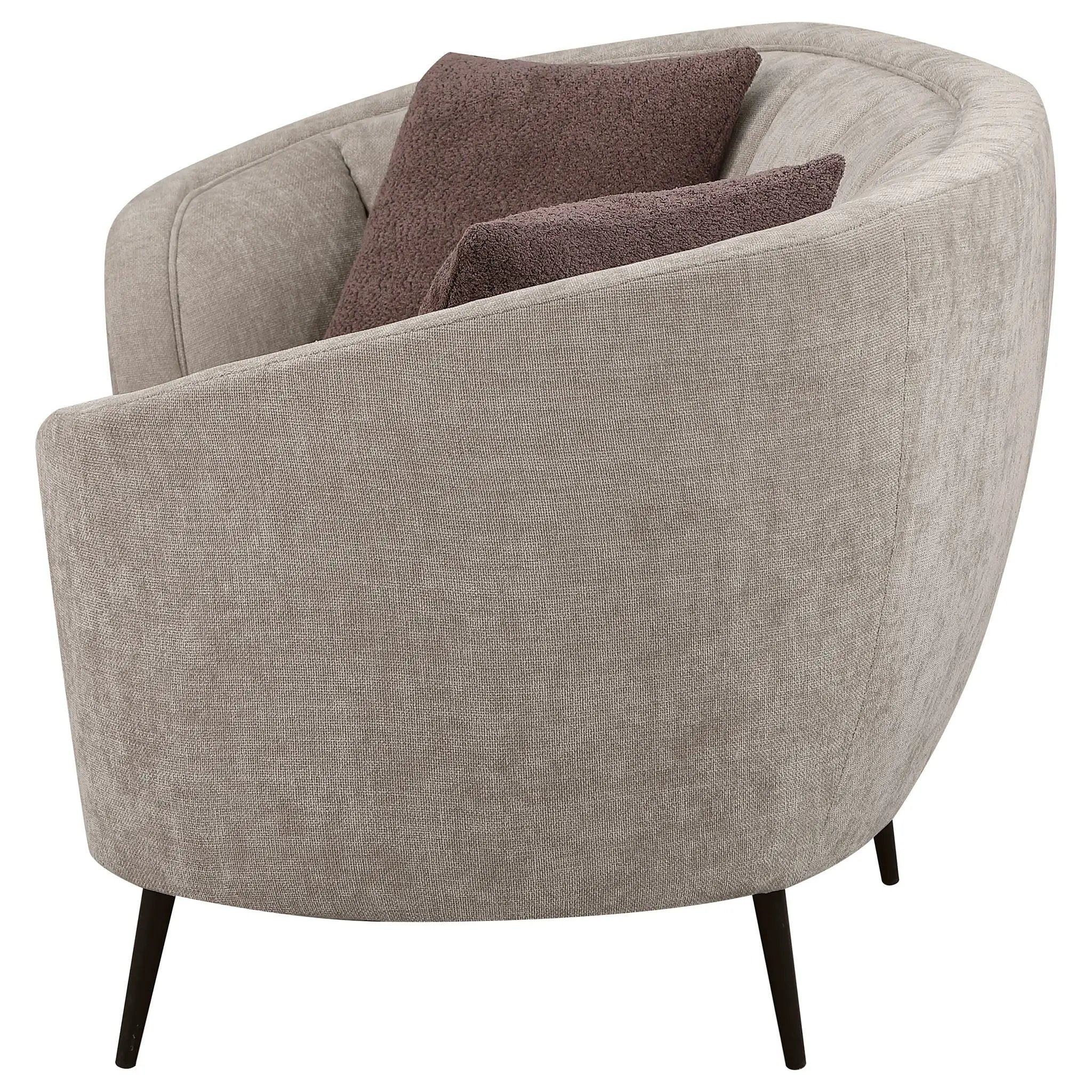 Ellorie Upholstered Channel Back Curved Loveseat Beige by Unique Piece Furniture