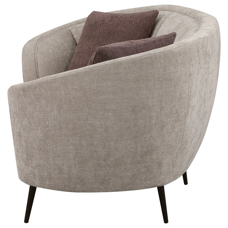 Ellorie Upholstered Channel Back Curved Loveseat Beige by Unique Piece Furniture