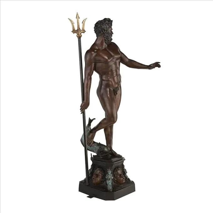 Design Toscano DD3123 Poseidon Man of The Sea Greek Mythology Indoor/Outdoor Garden Statue, 17 inches Wide, 67 inches Tall, Heirloom Cast Bronze, Verdigris Green & Sepia Brown Finish by GreenHaven Gardens