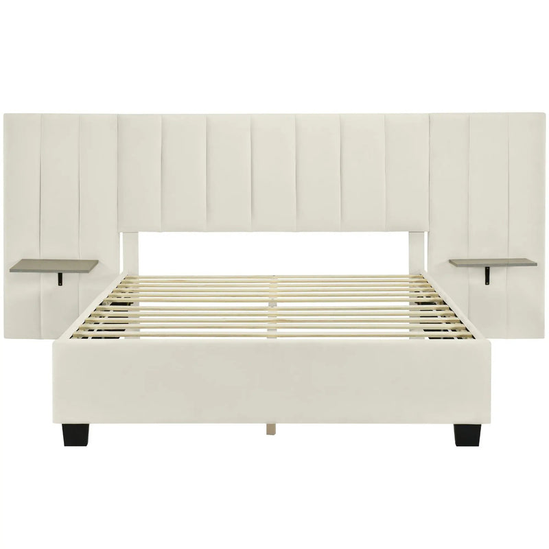 Upholstered Platform Bed With Big Headboard by Unique Piece Furniture