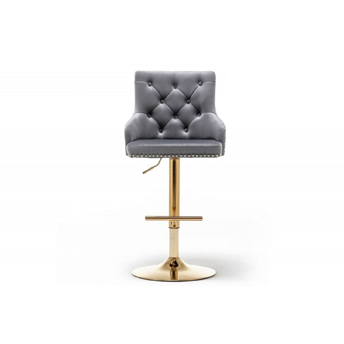 Adjustable Swivel Bar Stool with Nailhead Trim - Set of 2, photo 8 of 20
