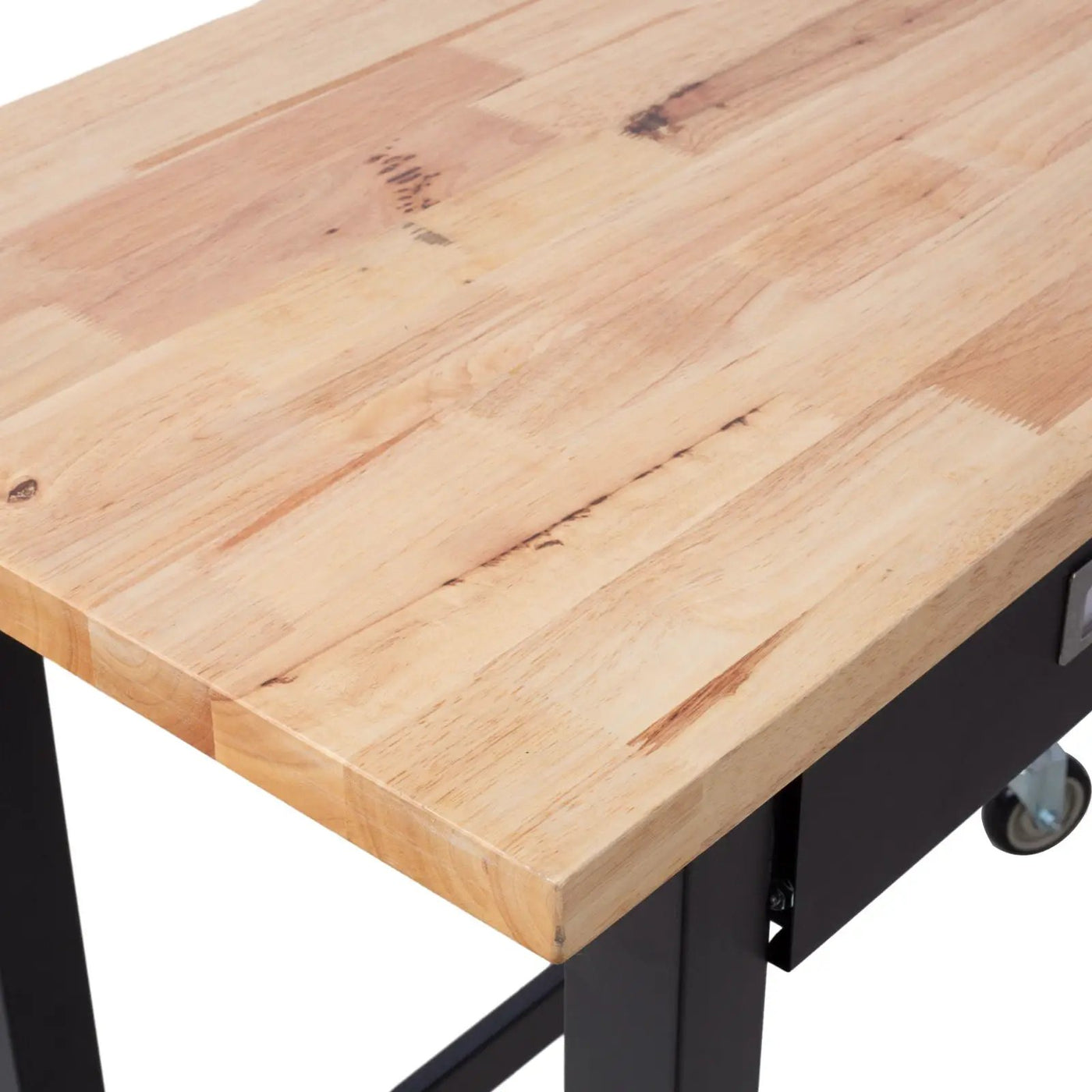 Work Bench, Workbench With Drawer Storage, Heavy Duty Bamboo Wood Work Table With Wheels For Garage Home Office by HouseOfZazla