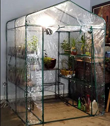 Greenhouse - Walk in Greenhouse with 8 Sturdy Shelves and PVC Cover for Indoor or Outdoor Use - 56 x 56 x 76-Inch Green House by Home-Complete by GreenHaven Gardens