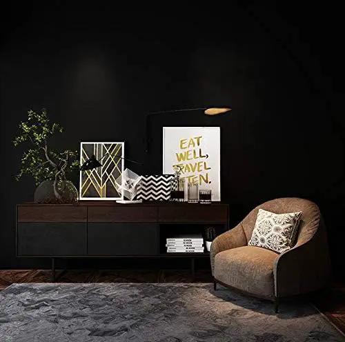 Dimoon 118''x23.6'' Black Peel and Stick Wallpaper Contact Paper Modern Self Adhesive Wall Paper Removable Renter Friendly Textured Solid Color Shelf Cabinet Vinyl Roll (118''x23.6'',Black) by GreenHaven Gardens