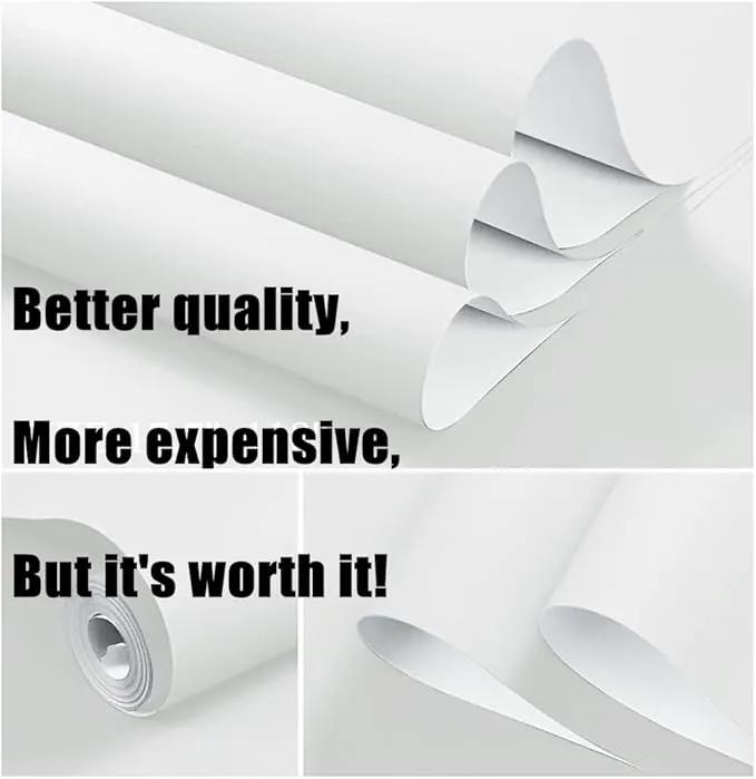 Dimoon 236''x23.6'' White Thicken Peel and Stick Wallpaper Contact Paper Modern Self Adhesive Wall Paper Removable Renter Friendly Textured Solid Color Shelf Vinyl Roll (236''x23.6'',White Thicken) by GreenHaven Gardens