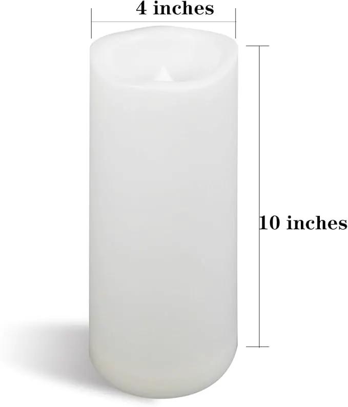 CANDLE CHOICE Waterproof Outdoor Battery Operated Flameless Candle with Timer Large Plastic Resin Bright Flickering Electric LED Pillar Lantern Patio Garden Wedding Christmas Decorations 4”(D)x10”(H) by GreenHaven Gardens