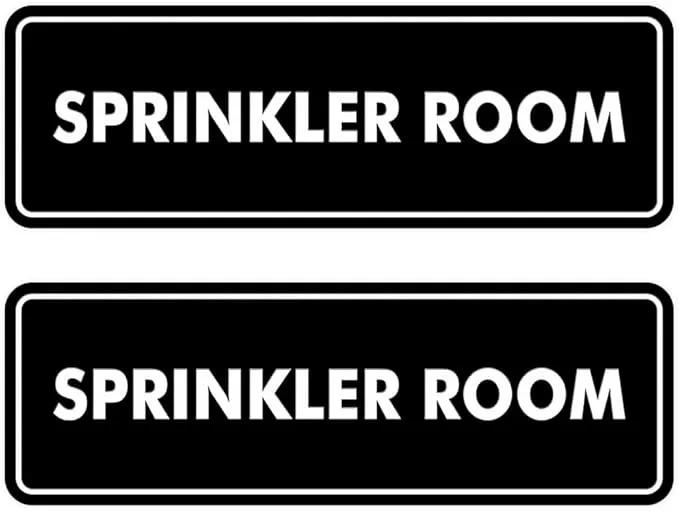 Signs ByLITA Standard Sprinkler Room Sign (Black) - Medium 2 Pack by GreenHaven Gardens