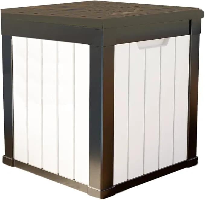 48 Gallon Outdoor Storage Box, Waterproof Resin Deck Box for Patio, Pool, and Garden, Lockable Bin for Cushions, Tools, and Accessories, UV-Resistant, White by GreenHaven Gardens