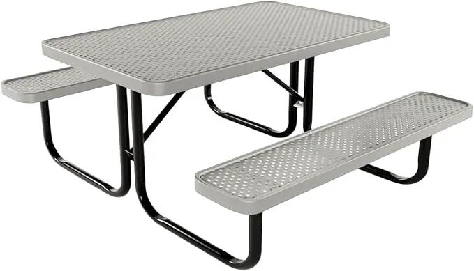 Coated Outdoor Furniture Heavy-Duty Portable Outdoor Kids Table, Punched Steel Kids Picnic Table, Commercial-Grade Picnic Table, Made in America (4ft Rectangular, Childrens, Textured Grey) by GreenHaven Gardens