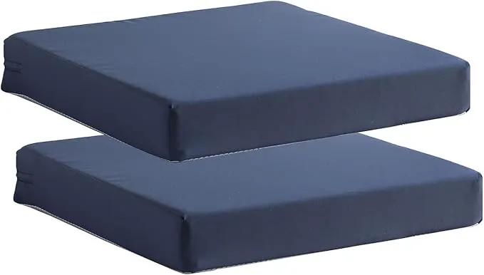 Patio Chair Cushions Set of 2 Non Slip Bottom Chair Pad with Ties Waterproof Square Outdoor Seat Cushion Replacement for Garden Swing Furniture 20x20 Inch, Navy Blue by GreenHaven Gardens