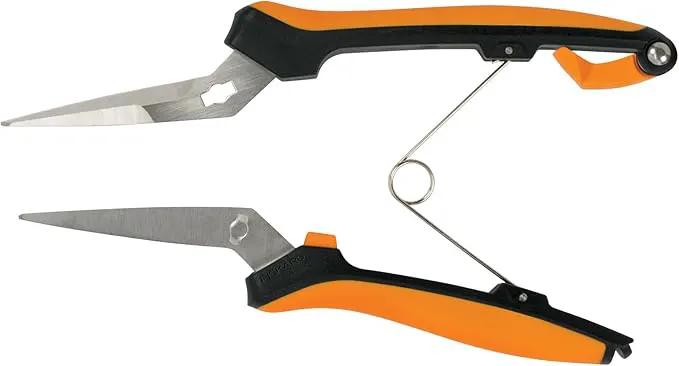 Fiskars Curved Micro-Tip Pruning Snips - 6" Garden Shears with Sheath and SoftGrip Handle - Yard and Garden Tools - Orange/Black by GreenHaven Gardens