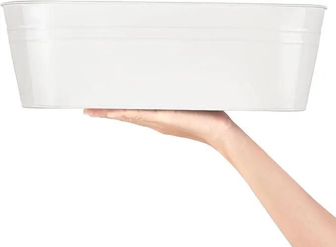 Dahey 3 Pcs Metal Iron Hanging Flower Pots for Railing Fence 15.7 Inch Hanging Bucket Pots Countryside Style Window Flower Plant Holder with Detachable Hooks for Garden Yard Home Decor, White by GreenHaven Gardens