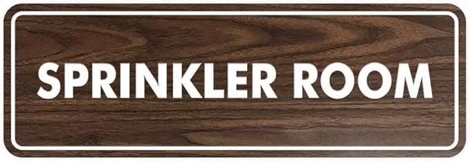Signs ByLITA Standard Sprinkler Room Sign (Walnut) - Small by GreenHaven Gardens