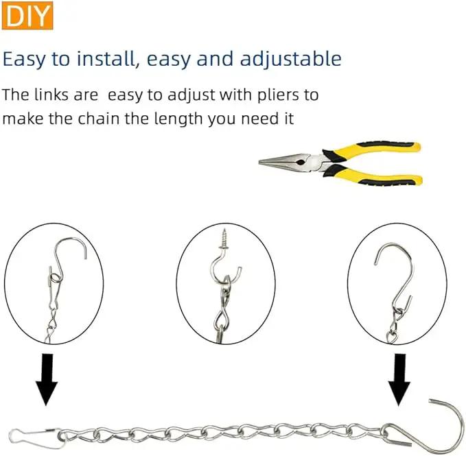 197 Inch DIY Silver Hanging Basket Chains, Adjustable Length, Decorative Metal Chain with Hooks for Hanging Bird Feeders, Planters, Ornaments by GreenHaven Gardens