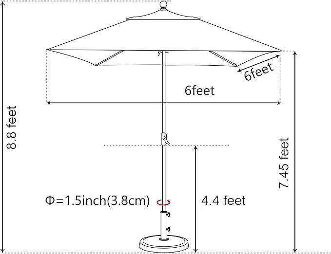 EliteShade USA 10-Year-Non-Fading Sunumbrella 6x6Ft Square Market Umbrella Patio Outdoor Table Umbrella with Ventilation(Logo Red) by GreenHaven Gardens