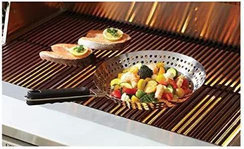Mr. Bar-B-Q 12" Stainless Steel Skillet, Deep Fryer Strainer for Seafood, Vegetable Grill Basket w/Removable Handle Stainless Steel for BBQ Grill, Camping, Backpacking, Grilling Accessories 06753Y by GreenHaven Gardens