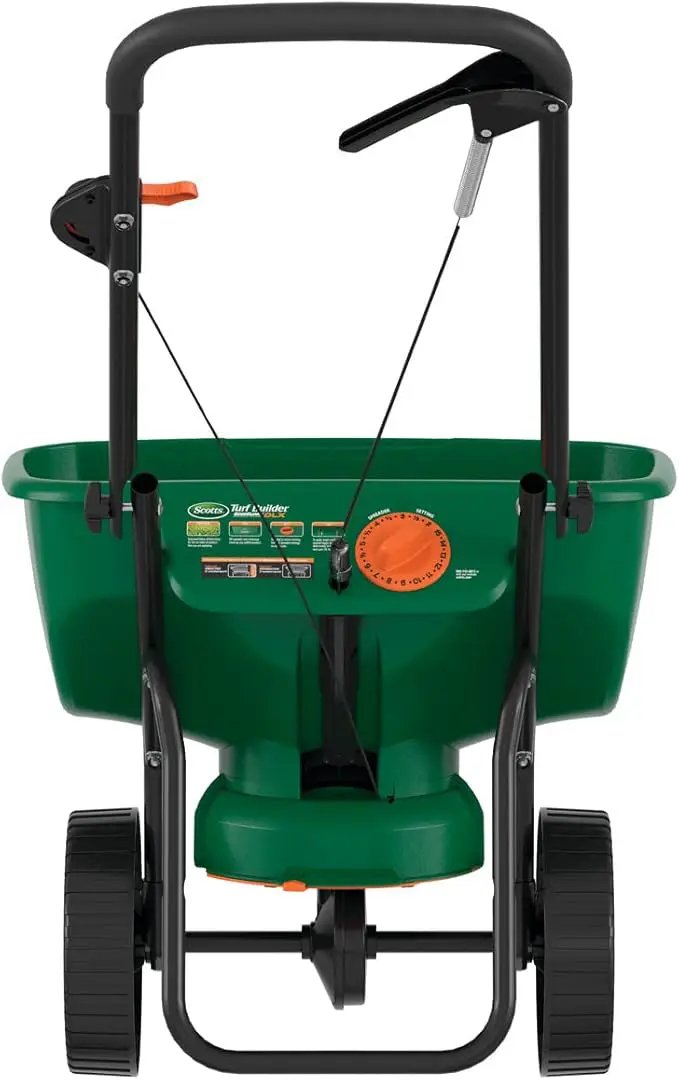 Scotts Turf Builder EdgeGuard DLX Broadcast Spreader for Seed, Fertilizer, Salt, Ice Melt, Holds up to 15,000 sq.ft. Product by GreenHaven Gardens