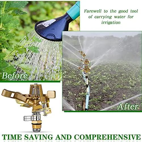 Ferraycle 4 Pieces 1/2 Inch Brass Impact Sprinkler Head with Nozzles Heavy Duty Adjustable 0-360 Degrees Impulse Sprinkler Head Lawn Watering for Yard Irrigation by GreenHaven Gardens