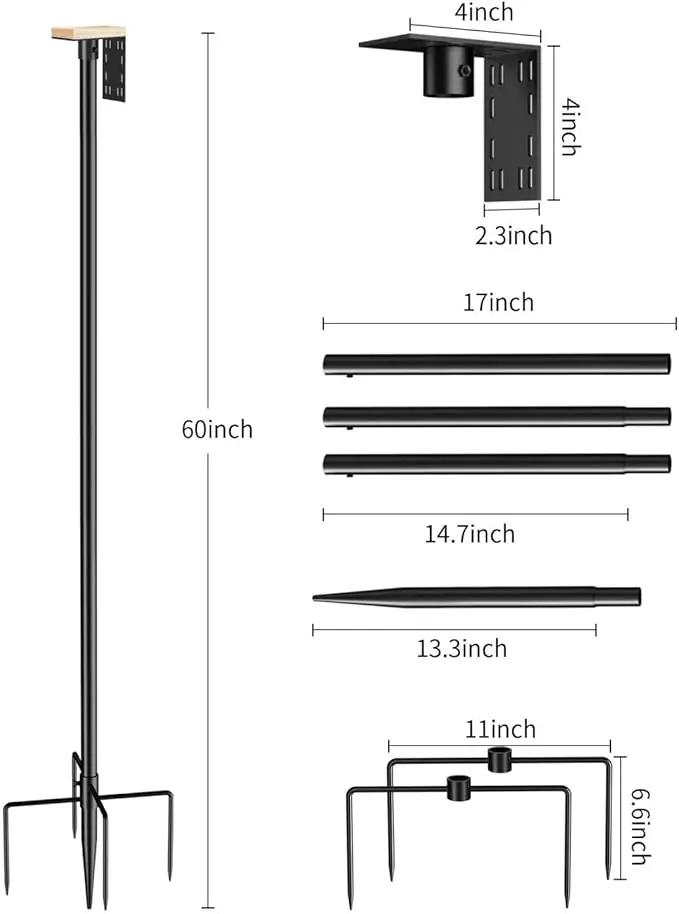 Bird Feeder Pole Stand – 60 Inch Height Feeding Station with 1-Inch Dia Heavy Duty for Hanging Feeders, Bird House Pole Mount Kit for Outdoor, Slip-Fit Connection by GreenHaven Gardens