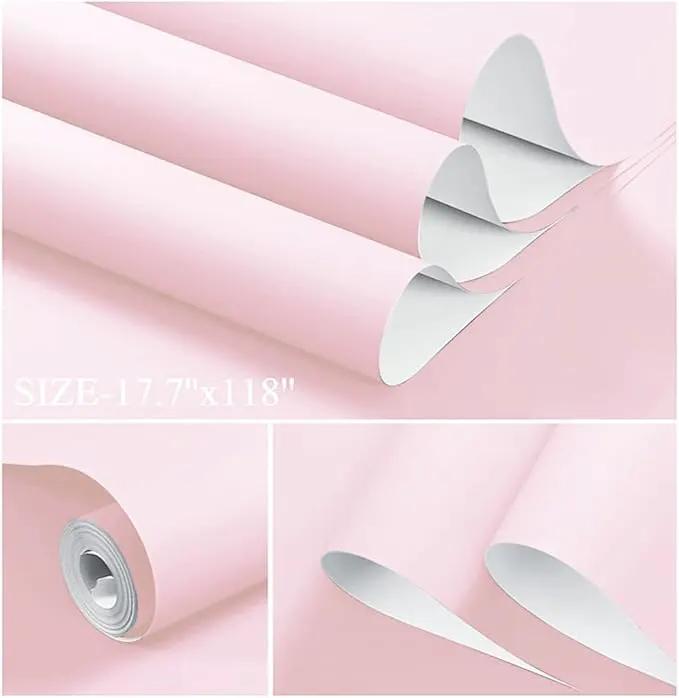 Dimoon 236''x17.7'' Pink Peel and Stick Wallpaper Contact Paper Modern Self Adhesive Wall Paper Removable Renter Friendly Textured Solid Color Shelf Cabinet Vinyl Roll (236''x17.7'',Light Pink) by GreenHaven Gardens