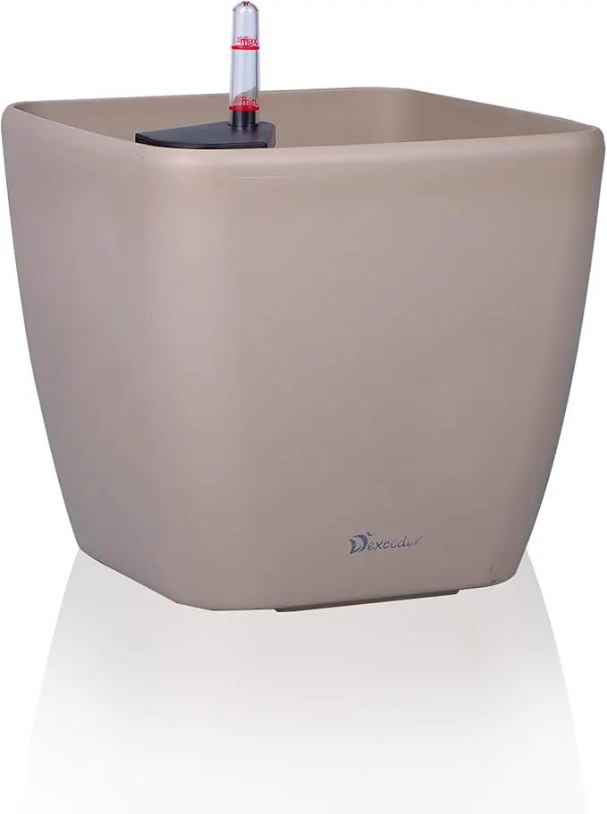 Dexceder 13x12 Self Watering Planter with Wheels Indoor Outdoor, Inner Mat Design, Thickened Large Floor Standing Flower Plant Pot with Water Level Indicator (Taupe Matte) by GreenHaven Gardens