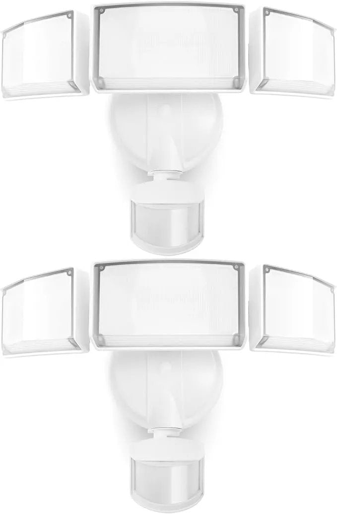 LUTEC 2 Pack 72W 7500LM LED Security Lights Motion Sensor Light Outdoor, 5000K Daylight, IP65 Waterproof, Dusk to Dawn, 3-Head Motion Detected Flood Light for Garage, Yard, Porch(White) by GreenHaven Gardens