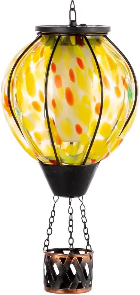 Hot Air Balloon Solar Lanterns with Flickering Flame Light,Glass Hanging Solar Lanterns Outdoor Waterproof Hot Air Balloon Light for Patio Yard Garden Decor Mother Day Gifts for Women(Yellow) by GreenHaven Gardens