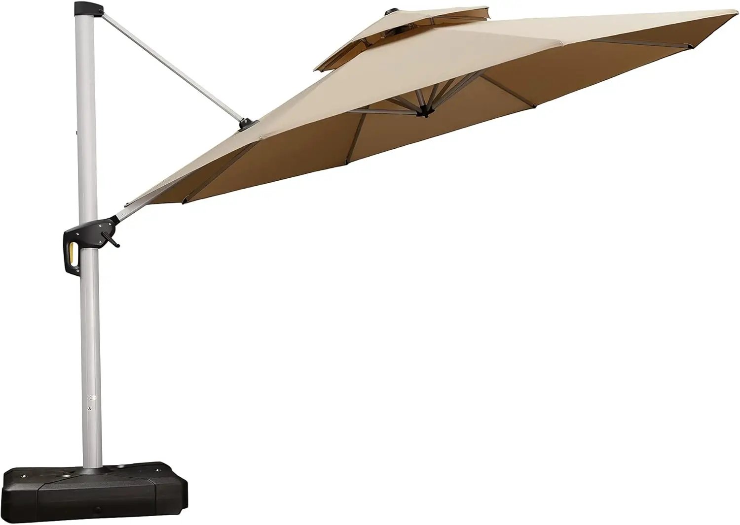 PURPLE LEAF 13 Feet Double Top Round Deluxe Patio Umbrella Offset Hanging Umbrella Outdoor Market Umbrella Garden Umbrella, Beige by GreenHaven Gardens