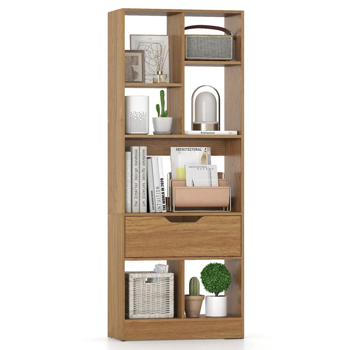 51inch Tall Freestanding Bookcase with Drawer 7-Cube Storage Organizer by DirectDeals