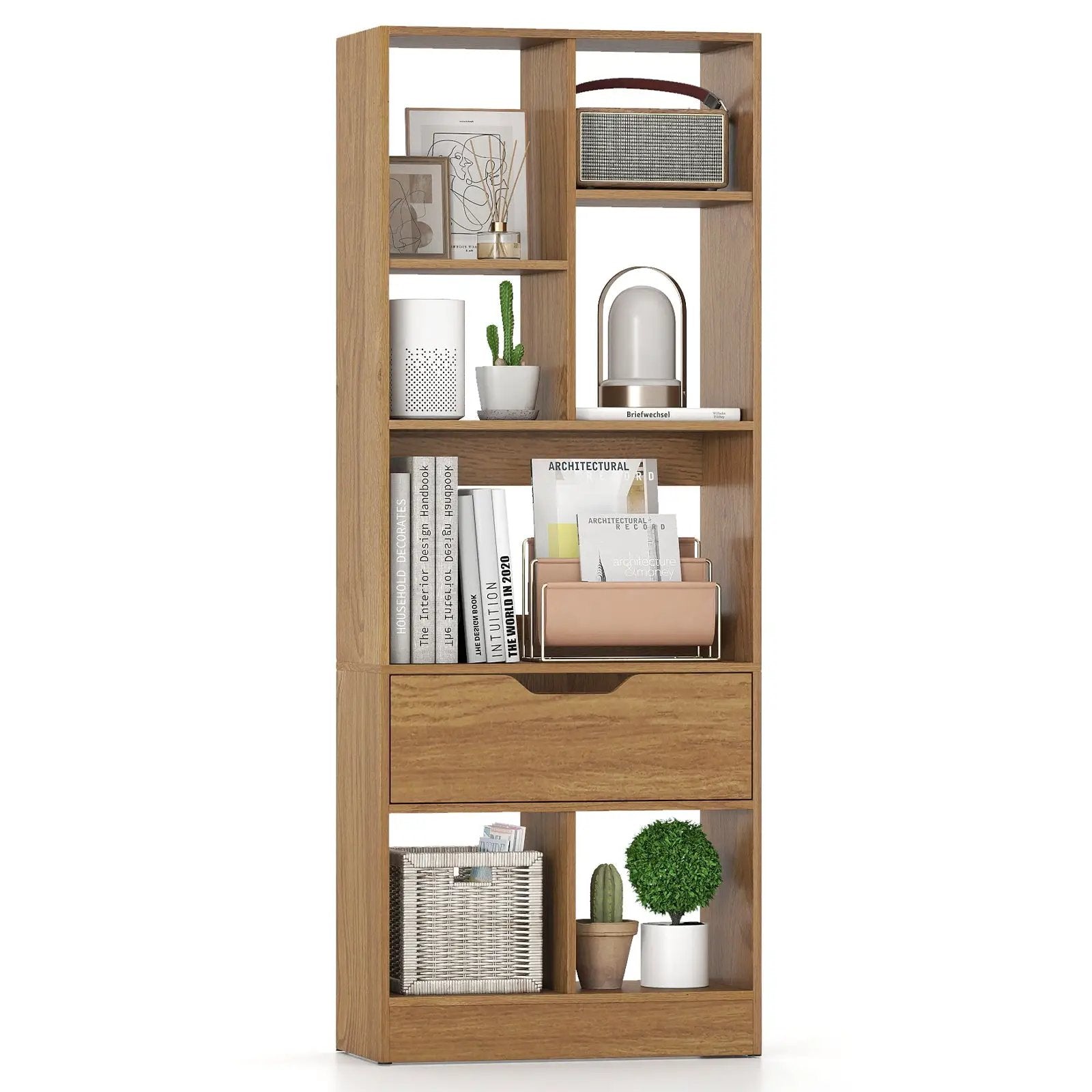 51inch Tall Freestanding Bookcase with Drawer 7-Cube Storage Organizer by DirectDeals