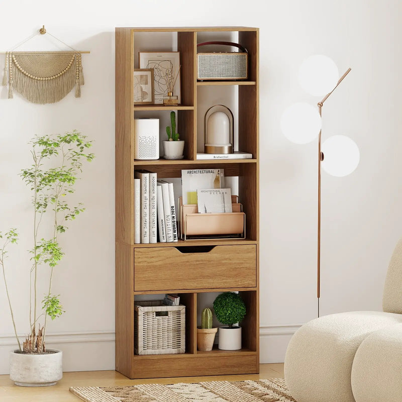 51inch Tall Freestanding Bookcase with Drawer 7-Cube Storage Organizer by DirectDeals