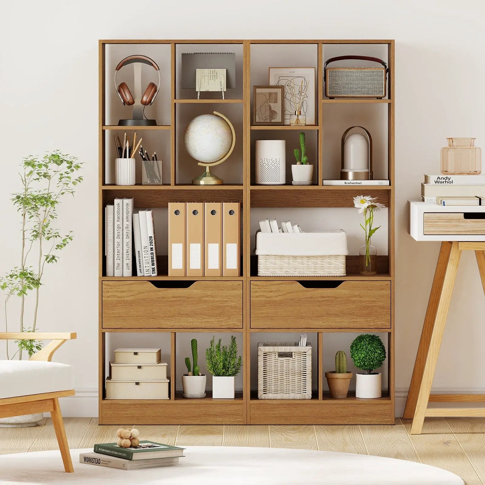 51inch Tall Freestanding Bookcase with Drawer 7-Cube Storage Organizer by DirectDeals