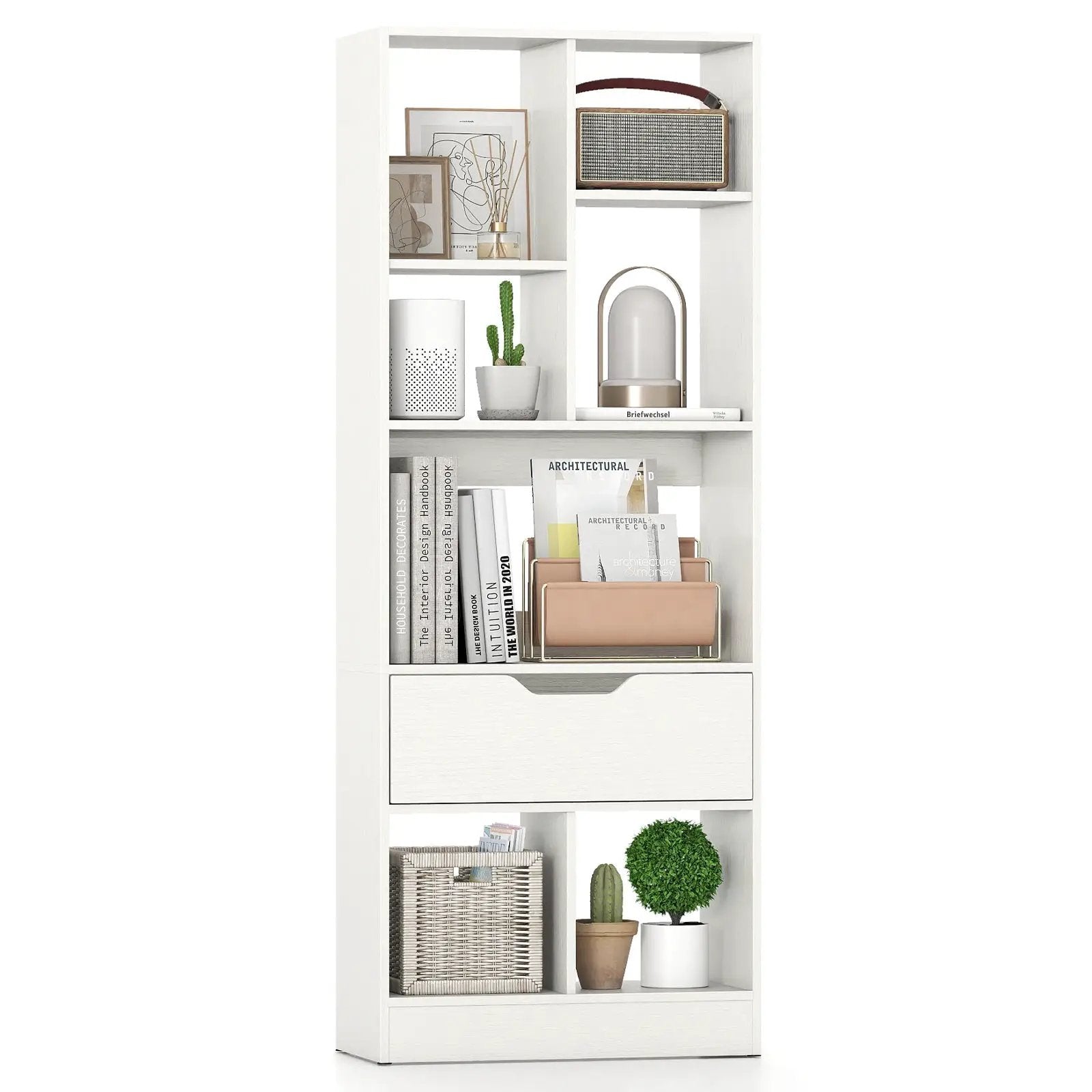 51inch Tall Freestanding Bookcase with Drawer 7-Cube Storage Organizer by DirectDeals