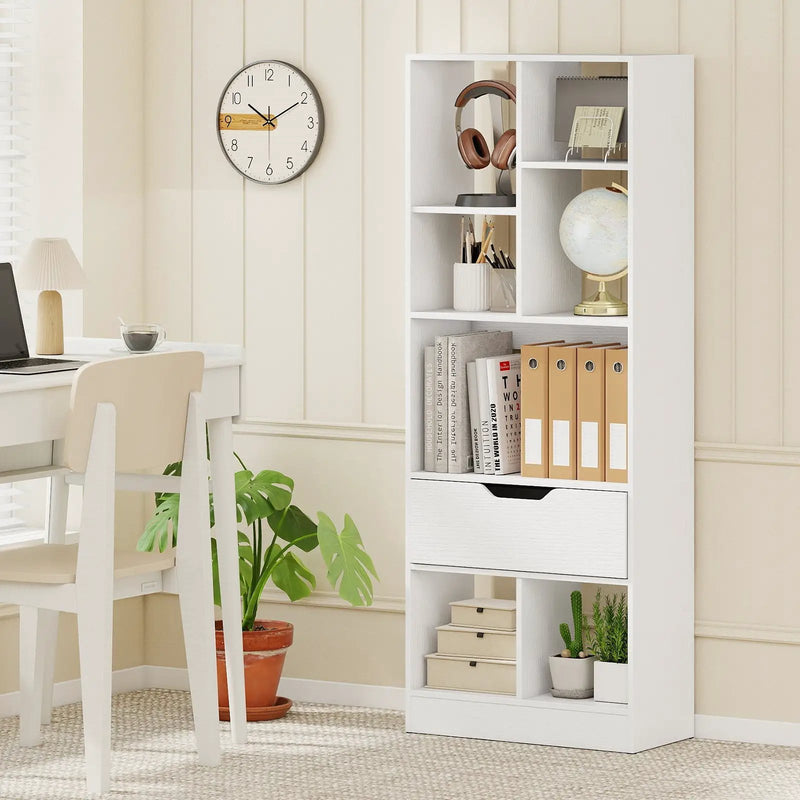 51inch Tall Freestanding Bookcase with Drawer 7-Cube Storage Organizer by DirectDeals