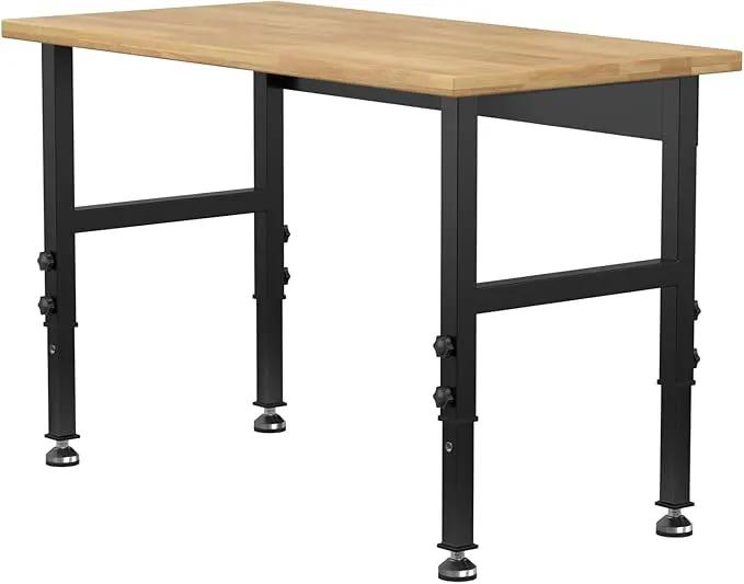 48" Adjustable Workbench,Heavy-Duty Work Table,3000 LBS Load Capacity Hardwood Workstation with Fixed feet,for Workshop, Garage by GreenHaven Gardens