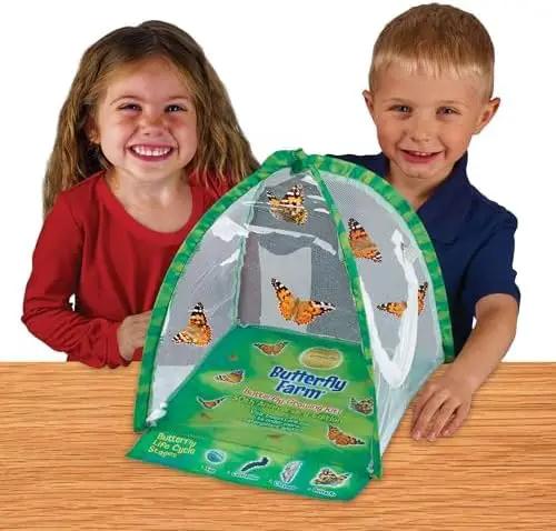 Insect Lore Butterfly Farm - Live Cup of 5 Caterpillars, Reusable Habitat, STEM Butterfly Activity Journal & Supplies - Grow, Observe and Release Painted Lady Butterflies by GreenHaven Gardens