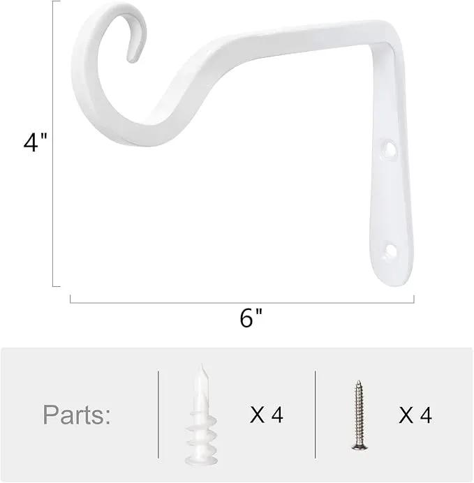 Mkono Hanging Plant Bracket 6 inch Metal Wall Plant Hook Decorative Plant Hanger for Bird Feeders, Planters, Lanterns, Wind Chimes, Home Decor Indoor Outdoor 2 Pack, White by GreenHaven Gardens