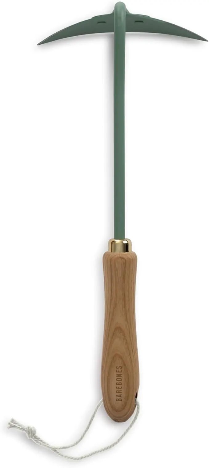 Barebones Triangle Hoe - Stainless Steel Blade Japanese Gardening Tools for Weeding Long Handle and Hand Hoe (Ash/Mint) by GreenHaven Gardens