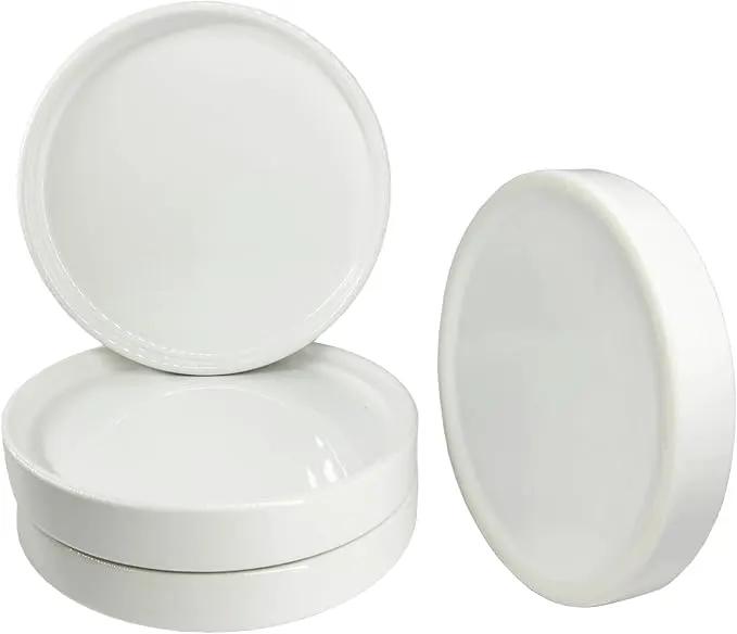Plant Saucer Pot Tray Planter Saucers 4 Pack 4 5 6 7 8 9 10 11 12 13 Inch for Indoors Outdoor, Durable Sturdy Ceramic Flower Drainage drip Water Tray for Glazed Pots Base (4.7 Inch-White) by GreenHaven Gardens