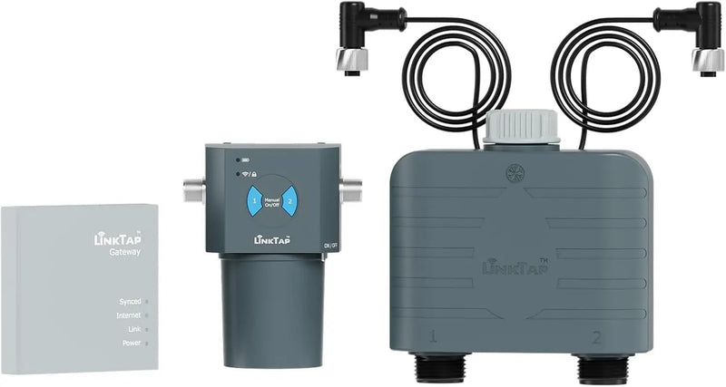 LinkTap T1 Smart Water Timer (Requires Gateway), 2-Outlet Sprinkler Timer, Ideal for Drip Irrigation, Weather Adaptive, Advanced Flow Monitoring, Better Range Than WiFi, IP66, Alexa by GreenHaven Gardens