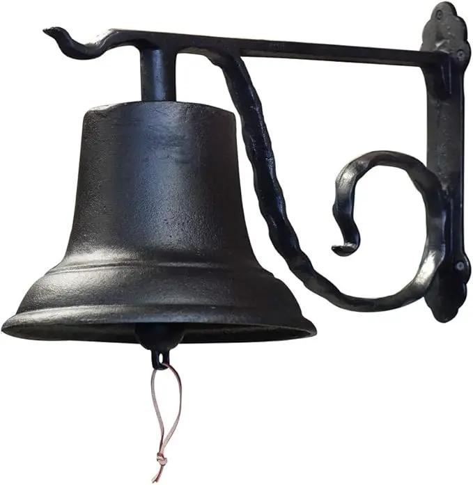 NACH Rustic Cast Iron Doorbell, Large Door Bells for Homes, Kitchen Door Bell, Dinner Bell, Black Doorbell, 19.3 x 11.8 x 13 Inches, JS-90-098 by GreenHaven Gardens