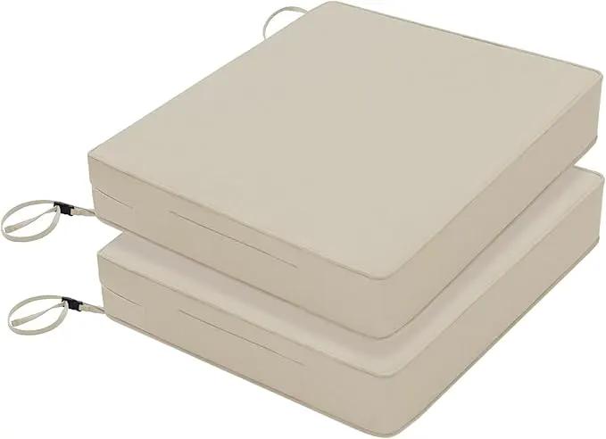 Favoyard Patio Chair Cushions 18.5 x 16 x 3 Inch Waterproof Outdoor Seat Cushions for Patio Furniture 3-Year Color Fastness Garden Sofa Couch Chair Pads with Handle & Adjustable Straps Set of 2, Beige by GreenHaven Gardens