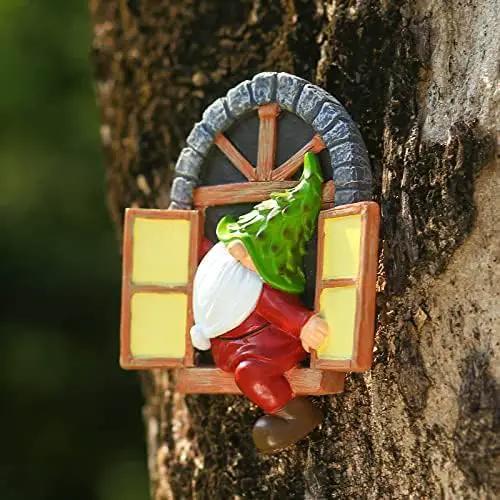 Whimsical Fairy Garden Gnome Statue, Tree Faces Decor Outdoor -5.9 Inch, Funny Garden Tree Decoration,Ideal Patio Yard Lawn Porch Decoration by GreenHaven Gardens