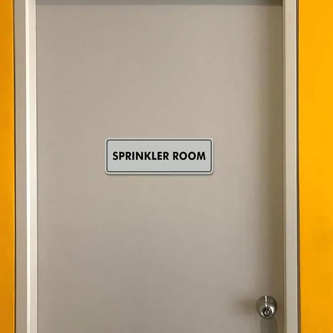 Signs ByLITA Standard Sprinkler Room Sign (Ivory/Dark Brown) - Medium 2 Pack by GreenHaven Gardens