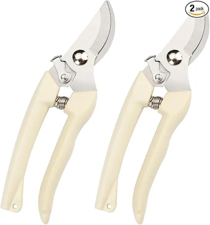 Garden Scissors for Plant, Tip Pruning Shears for Cutting Flowers, Trimming Plants, Bonsai and Fruits Picking (2 PC Bypass Blade Pruner) by GreenHaven Gardens