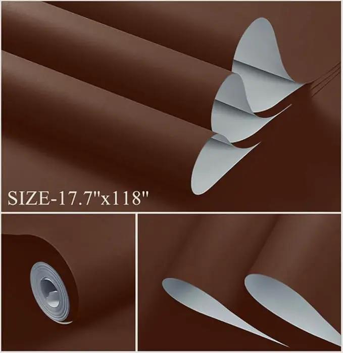 Dimoon 236''x17.7'' Brown Peel and Stick Wallpaper Contact Paper Modern Self Adhesive Wall Paper Removable Renter Friendly Textured Solid Color Shelf Cabinet Vinyl Roll (236''x17.7'',Orange Brown) by GreenHaven Gardens
