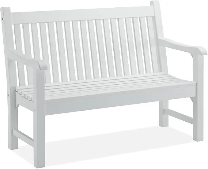 Psilvam 2-Person Poly Lumber Outdoor Bench with 700 Lbs Weight Capacity – Weatherproof Garden Seating for, Balcony Porch & Park, All-Weather Fade-Resistant Patio Furniture (White) by GreenHaven Gardens
