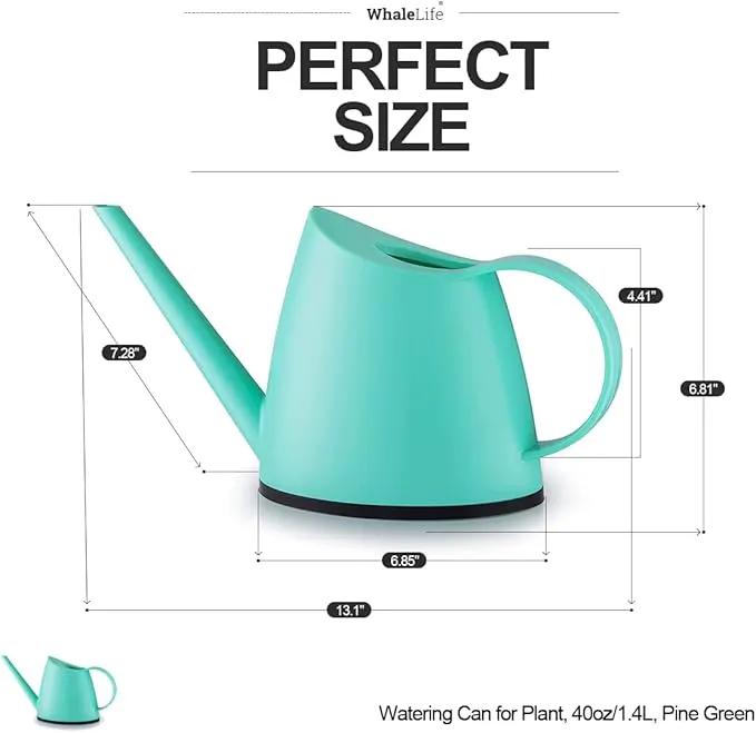 WhaleLife Indoor Watering Can for House Bonsai Plants (1.4L, Pine Green) by GreenHaven Gardens