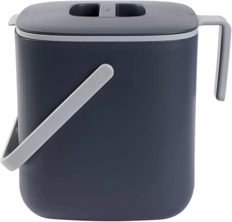 Blue Ginkgo Kitchen Compost Bin [2.6L / 0.69 GAL] – Filter-Free, Odor-Tight Countertop Food Waste Pail with Handles (Made in Korea, Gray) by GreenHaven Gardens