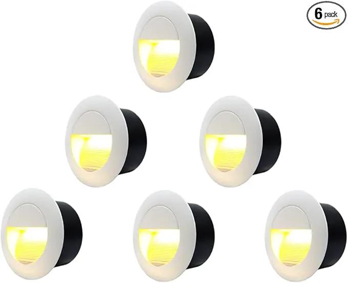 6Pcs 3W LED Recessed Wall Light, Step Light Warm White 3000K, IP65 Waterproof Staircase Light Lighting lamp, Inside Outside Garden Balcony Corridor, Aluminum, 120V White by GreenHaven Gardens